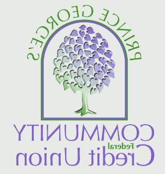 乔治王子社区联邦信用合作社绿色和紫色文字围绕绿色和紫色树